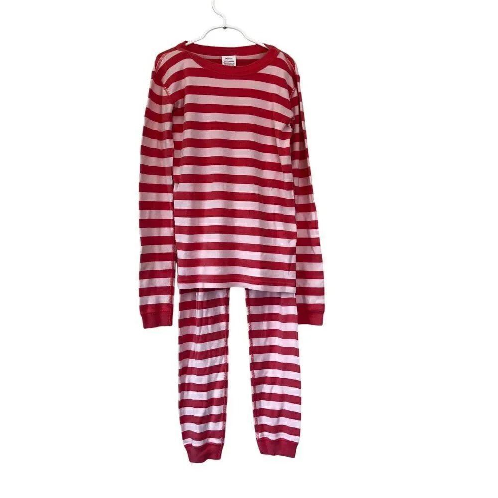 Hanna Andersson Pink Striped Long Sleeve Pajama Set Size 12